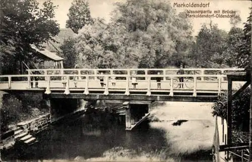 Ak Markoldendorf Dassel in Niedersachsen, Wasserpartie mit Brücke