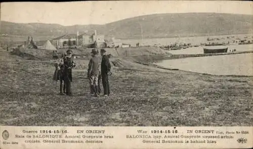 Ak Thessaloniki Griechenland, Bucht von Saloniki, Admiral Gueprate, General Baumann