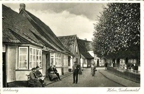 Ak Holm Schleswig an der Schlei, Fischerviertel, Anwohner