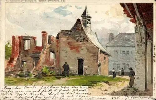 Künstler Litho Ranot, F., Waterloo Wallonien Wallonisch Brabant, La Ferme d'Hougoumont