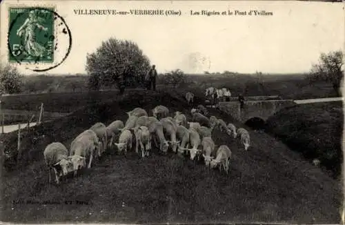 Ak Verberie-Oise, Les Rigoles und Pont de Yvillers