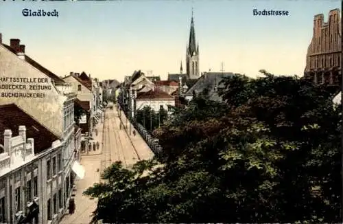 Ak Gladbeck im Ruhrgebiet Westfalen, Hochstraße, Kirchturm