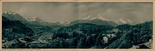 Klapp Ak Berchtesgaden in Oberbayern, Panorama von Haus Minerva aus, Watzmann