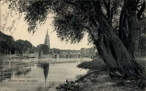 Ak Rathenow im Havelland, beim Haveltor, Kirchturm