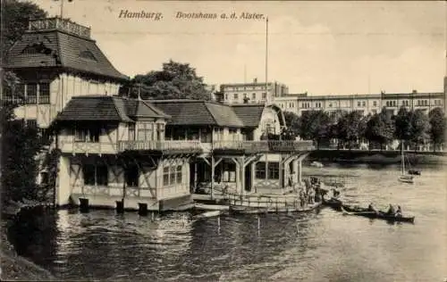 Ak Hamburg, Bootshaus an der Alster