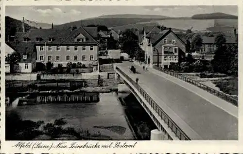 Ak Alfeld an der Leine, Neue Leinebrücke, Postamt