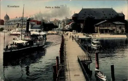 Ak Konstanz am Bodensee, Hafen, Dampfer