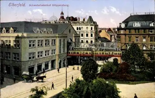 Ak Elberfeld Wuppertal, Schwebebahnhof Döppersberg, Schwebebahn