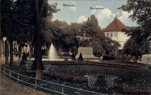 Ak Weimar in Thüringen, Karlsplatz, Denkmal