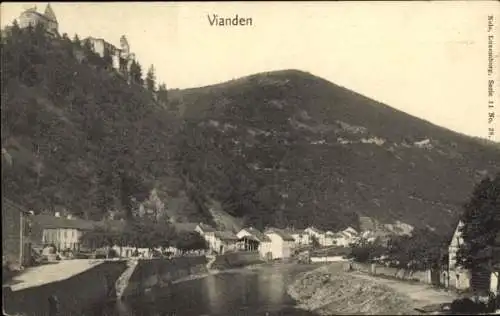 Ak Vianden Luxemburg, Teilansicht