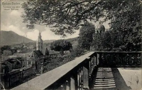 Ak Baden Baden am Schwarzwald, Terrasse vor dem neuen Schloss