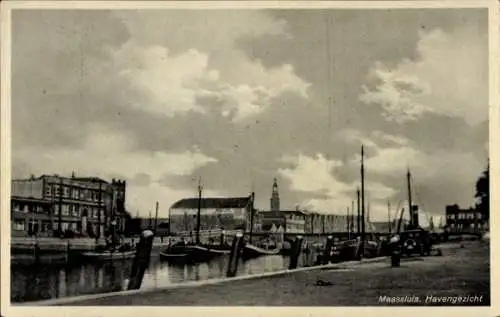 Ak Maassluis Südholland, Blick auf den Hafen