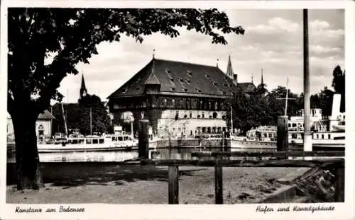 Ak Konstanz am Bodensee, Hafen, Konzilgebäude