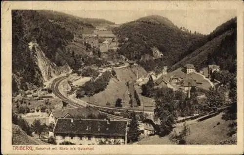 Ak Triberg im Schwarzwald, Bahnhof, Gutachtal