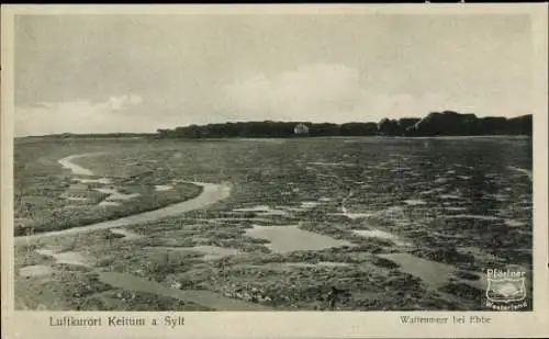 Ak Keitum auf Sylt, Wattenmeer bei Ebbe