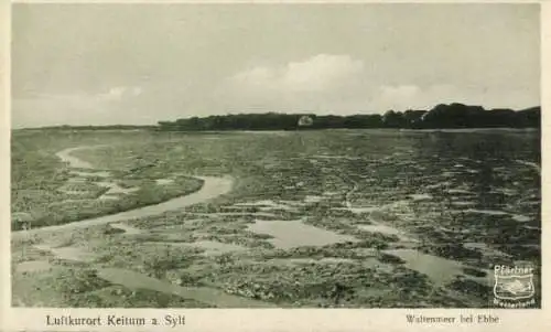 Ak Keitum auf Sylt, Wattenmeer bei Ebbe