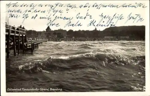 Ak Timmendorfer Strand in Ostholstein, Brandung, Seesteg