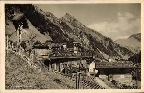 Ak Gerstruben Oberstdorf im Oberallgäu, Hütte, Wegkreuz, Höfats