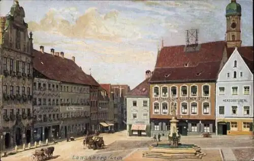 Ak Landsberg am Lech Oberbayern, Hauptplatz, Rathaus, Gasthaus zum goldenen Stern, Herzogstüberl