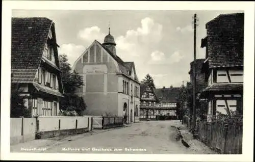 Ak Hesselhurst Willstätt im Ortenaukreis, Rathaus, Gasthaus zum Schwanen