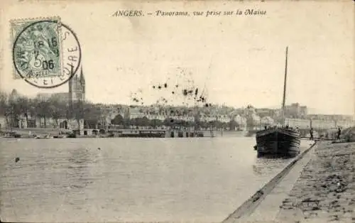 Ak Angers Maine et Loire, Panorama, Vue prise sur la Maine