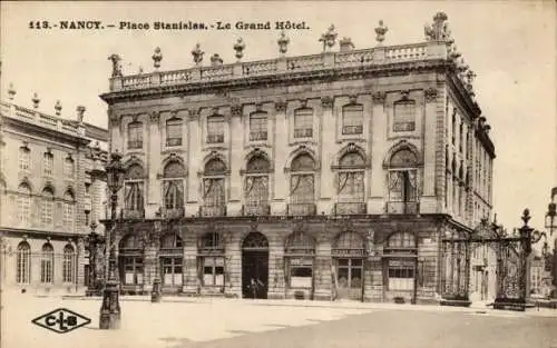 Ak Nancy Meurthe et Moselle, Place Stanislas, Grand Hotel