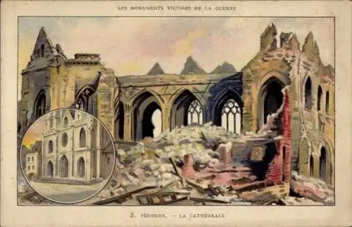 Künstler Litho Péronne Somme, Les monuments victimes de la guerre, Kathedrale