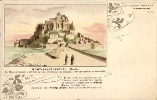 Künstler Litho Le Mont Saint Michel Manche, Festung