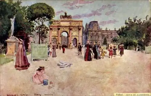 Künstler Ak Stein, Georges, Paris Frankreich, Cour du Carrousel, Arc de Triomphe