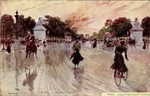 Künstler Ak Stein, Paris VIII, Avenue des Champs-Élysées