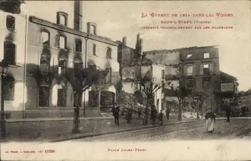 Ak Raon l'Étape Lorraine Vosges, Place Jules Ferry, Krieg 1914