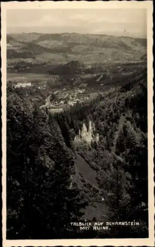 Ak Scharnstein in Oberösterreich, Talblick, Ruine