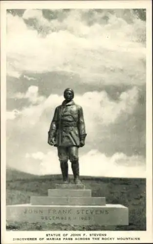 Ak British Columbia Kanada, Rocky Mountains, Statue von John Frank Stevens