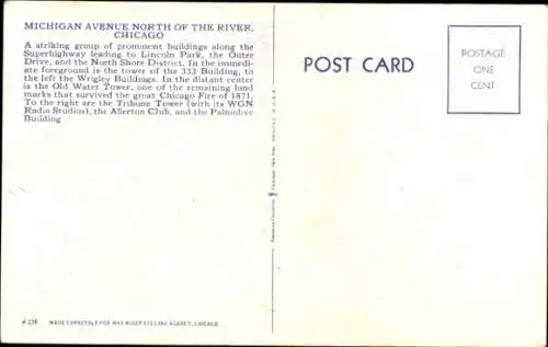 Ak Chicago Illinois USA, Michigan Avenue