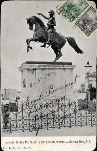 AK Buenos Aires, Argentinien, Statue des Heiligen Martin auf dem Platz seines Namens