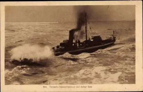 Ak Deutsches Kriegsschiff, Torpedo Depeschenboot auf hoher See