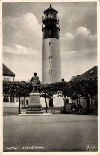 Ak Baltijsk Pillau Ostpreußen, Leuchtturm, Kurfürstendenkmal