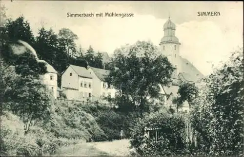 Ak Simmern im Hunsrück, Simmerbach mit Mühlengasse