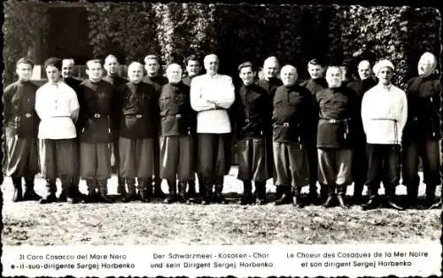 Ak Schauspieler und Dirigent Sergej Horbenko, Gruppenbild mit Schwarzmeer-Kosaken-Chor