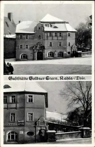 Ak Kahla in Thüringen, Gaststätte Goldner Stern, Winter