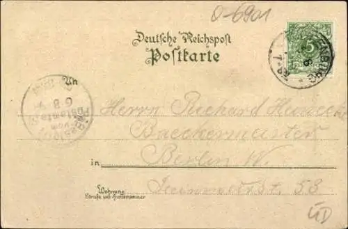 Litho Tautenburg Thüringen, Gesamtansicht, Gasthof, Burg, Kirche