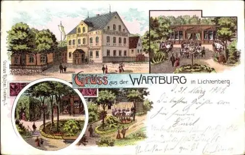 Litho Lichtenberg im Erzgebirge, Restaurant Wartburg, Garten