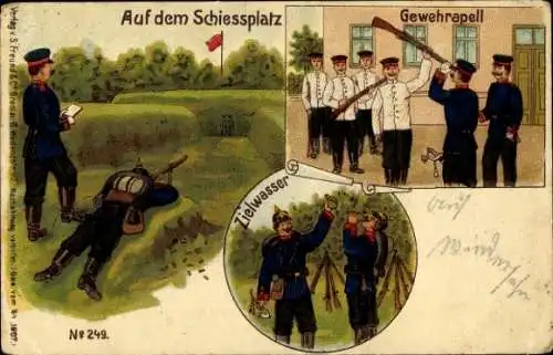 Ak Deutsche Soldaten, Schießplatz, Gewehrappell, Zielwasser