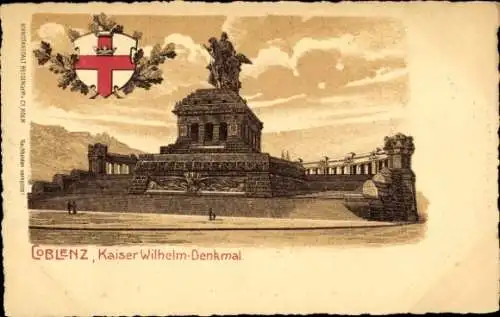 Litho Koblenz am Rhein, Kaiser-Wilhelm-Denkmal, Wappen