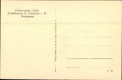 Ak Hardehausen Warburg in Westfalen, Cistercienser-Abtei, Kreuzgang