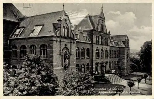 Ak Holzminden an der Weser, Baugewerkschule, Baumblüte