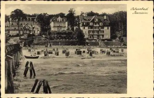 Ak Ostseebad Bansin auf Usedom, Gesamtansicht, Strand, Hotels