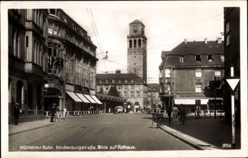 Ak Mülheim an der Ruhr in Nordrhein Westfalen, Hindenburgstraße, Rathaus