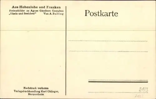 Künstler Ak Balling, Braunsbach in der Region Hohenlohe, Jagdschloss Tierberg, Waldschloss Schweigen