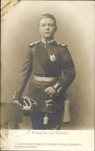 Ak Kronprinz Georg von Sachsen, Porträt in Uniform